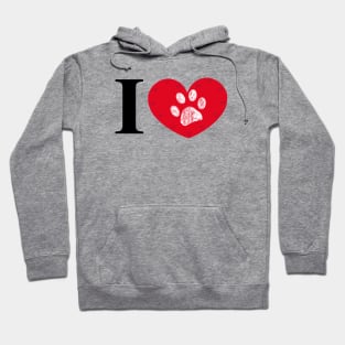 I love you text made of paw print red heart Hoodie